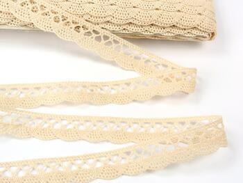 Cotton bobbin lace 75099, width 18 mm, beige - 2