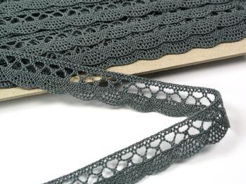 Cotton bobbin lace 75099, width 18 mm, gray - 2
