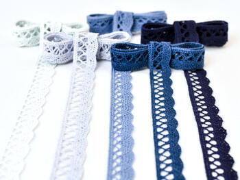 Cotton bobbin lace 75099, width 18 mm, dark blue - 2