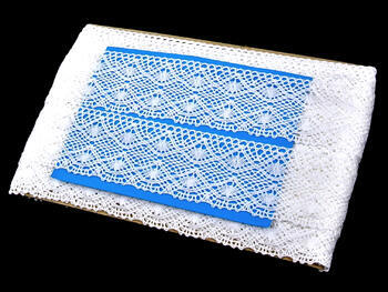 Cotton bobbin lace 75110, width 53 mm, white - 2