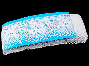 Cotton bobbin lace 75112, width 80 mm, white - 2