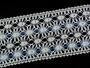Cotton bobbin lace insert 75117, width 80 mm, white/light blue/dark blue - 2/4