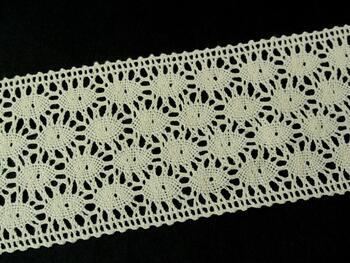 Cotton bobbin lace insert 75117, width 80 mm, ecru - 2