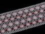 Cotton bobbin lace insert 75117, width 80 mm, white/rose/pink - 2/4