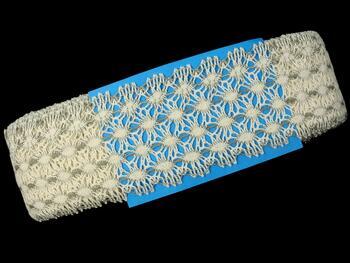 Cotton bobbin lace 75121, width 80 mm, ecru/dark linen gray - 2