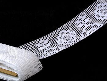 Cotton bobbin lace insert 75125, width 83 mm, white - 2