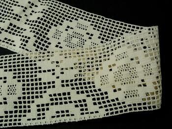 Cotton bobbin lace insert 75125, width 83 mm, ecru - 2