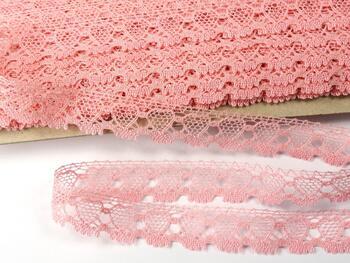 Cotton bobbin lace 75133, width 19 mm, pink - 2