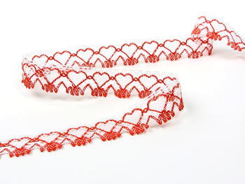 Bobbin lace No. 75133 white/red | 30 m - 2