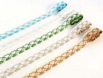 Bobbin lace No. 75133 white/turquoise | 30 m - 2