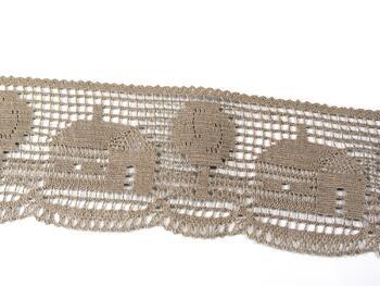 Cotton bobbin lace 75157, width 73 mm, dark linen gray - 2