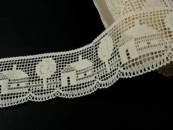 Cotton bobbin lace 75157, width 73 mm, ecru - 2