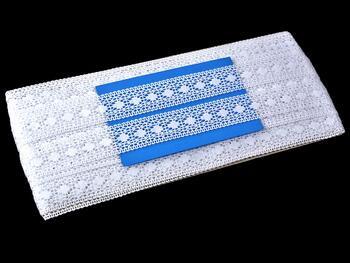 Cotton bobbin lace insert 75159, width 24 mm, white - 2