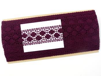Cotton bobbin lace insert 75160, width 34 mm, violet - 2