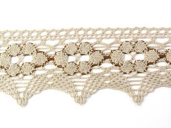 Cotton bobbin lace 75163, width 64 mm, light linen gray/chocolate - 2