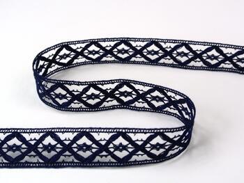 Cotton bobbin lace insert 75165, width 20 mm, dark blue - 2