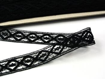 Cotton bobbin lace insert 75165, width 20 mm, black - 2