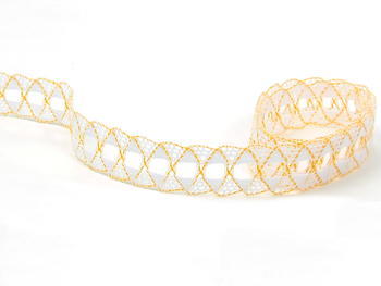 Bobbin lace No. 75169 white/dark yellow | 30 m - 2