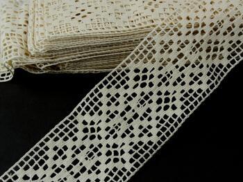 Cotton bobbin lace insert 75180, width 81 mm, ecru - 2