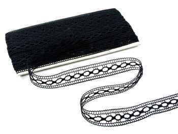 Cotton bobbin lace insert 75181, width 25 mm, black - 2