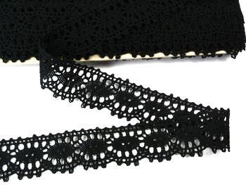 Cotton bobbin lace 75187, width 32 mm, black - 2