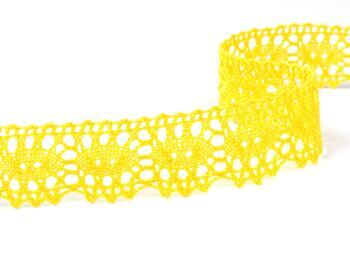Cotton bobbin lace 75187, width 32 mm, yellow - 2
