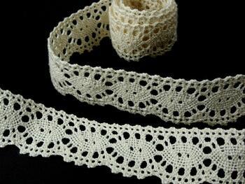 Cotton bobbin lace 75187, width 32 mm, ecru - 2