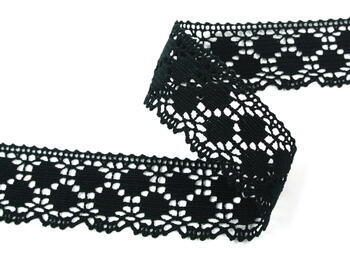 Cotton bobbin lace 75195, width 43 mm, black - 2