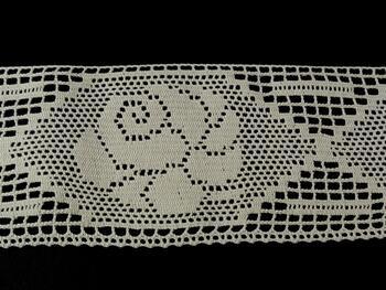 Cotton bobbin lace insert 75197, width 88 mm, ecru - 2