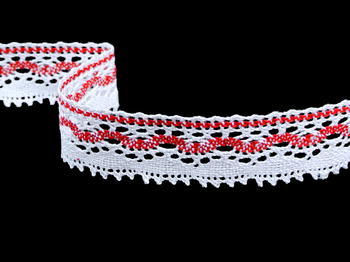 Bobbin lace No. 75202 white/light red | 30 m - 2