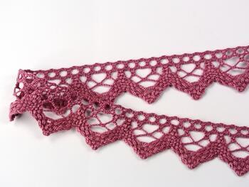 Cotton bobbin lace 75220, width 33 mm, pink - 2