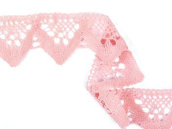 Cotton bobbin lace 75221, width 65 mm, pink - 2
