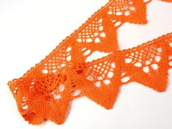 Cotton bobbin lace 75221, width 65 mm, rich orange - 2