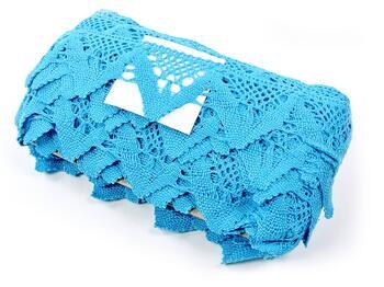 Cotton bobbin lace 75221, width 65 mm, turquoise - 2