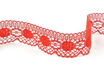 Cotton bobbin lace 75223, width 50 mm, red - 2