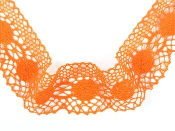 Cotton bobbin lace 75223, width 50 mm, rich orange - 2