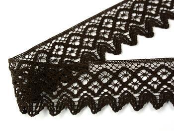 Cotton bobbin lace 75234, width 54 mm, dark brown - 2