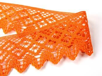 Cotton bobbin lace 75234, width 54 mm, rich orange - 2