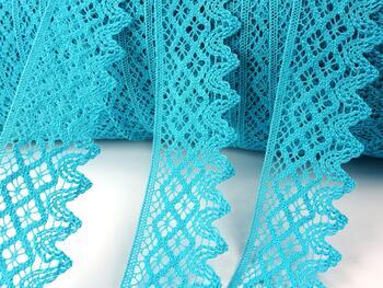 Cotton bobbin lace 75234, width 54 mm, turquoise - 2