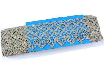 Linen bobbin lace 75234, width 54 mm, 100% linen natural - 2