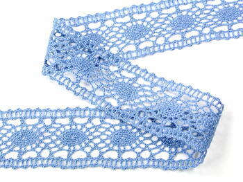 Cotton bobbin lace insert 75235, width 43 mm, sky blue - 2