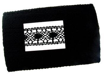Cotton bobbin lace insert 75235, width 43 mm, black - 2