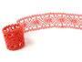 Cotton bobbin lace insert 75235, width 43 mm, red coral - 2/4