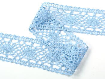 Cotton bobbin lace insert 75235, width 43 mm, light blue - 2