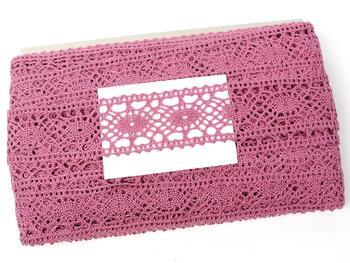 Cotton bobbin lace insert 75235, width 43 mm, pink - 2