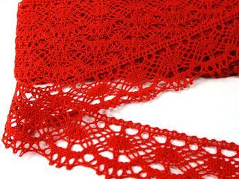 Cotton bobbin lace 75238, width 51 mm, red - 2