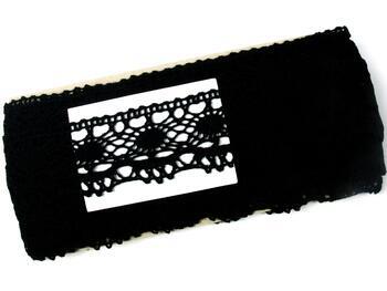 Cotton bobbin lace 75238, width 51 mm, black - 2