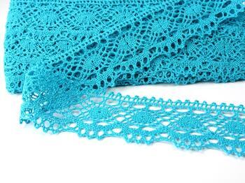Cotton bobbin lace 75238, width 51 mm, turquoise - 2