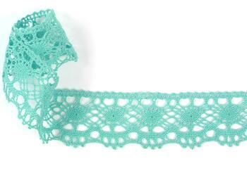 Cotton bobbin lace 75238, width 51 mm, aqua green - 2
