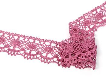 Cotton bobbin lace 75238, width 51 mm, pink - 2